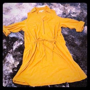 SpeedControl Yellow 3/4 sleeve Cold Shoulder Dress